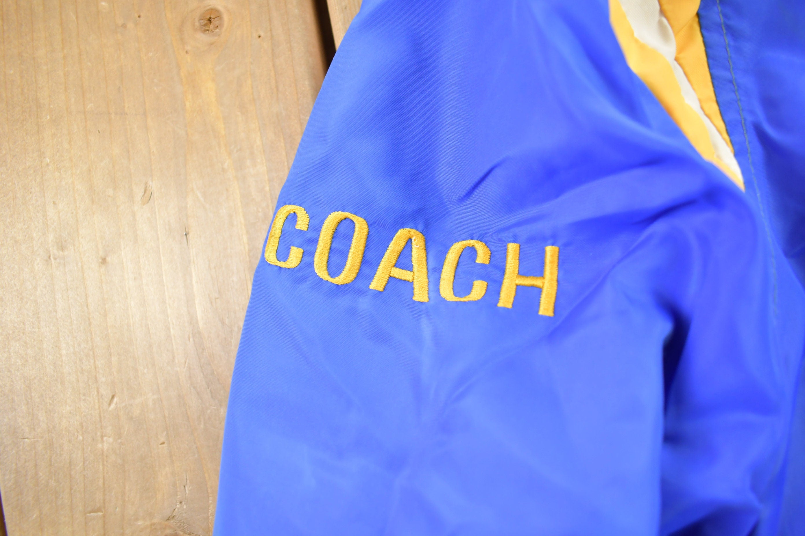 Vintage 1970s Caledonia Blue Devils Satin Bomber Jacket