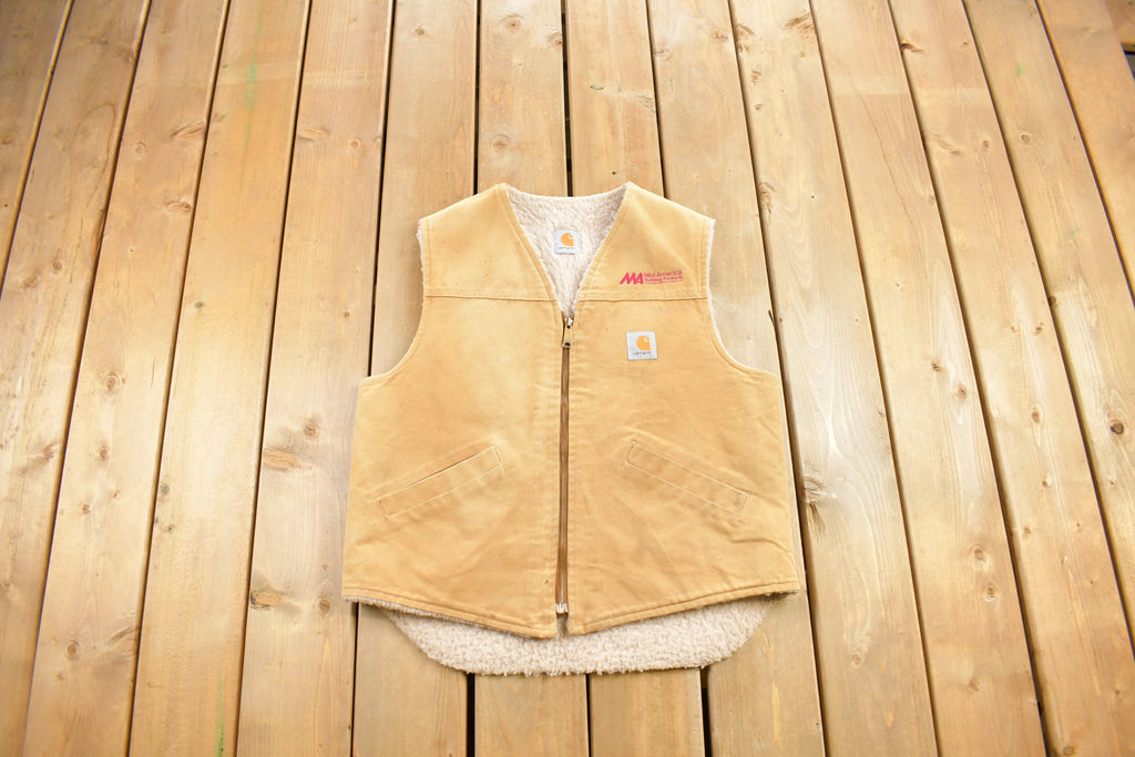 Vintage 1980s Carhartt Sherpa Lined Beige Work Vest