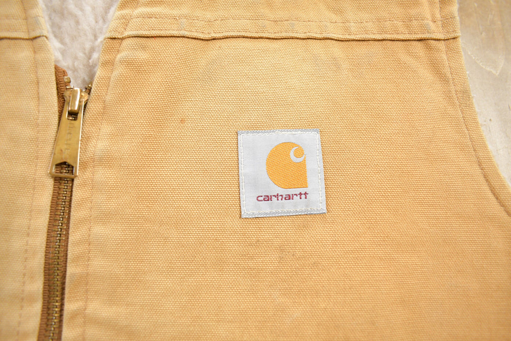 Vintage 1980s Carhartt Sherpa Lined Beige Work Vest