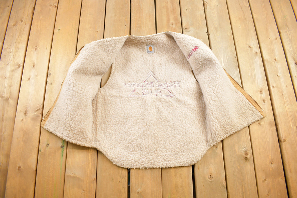 Vintage 1980s Carhartt Sherpa Lined Beige Work Vest