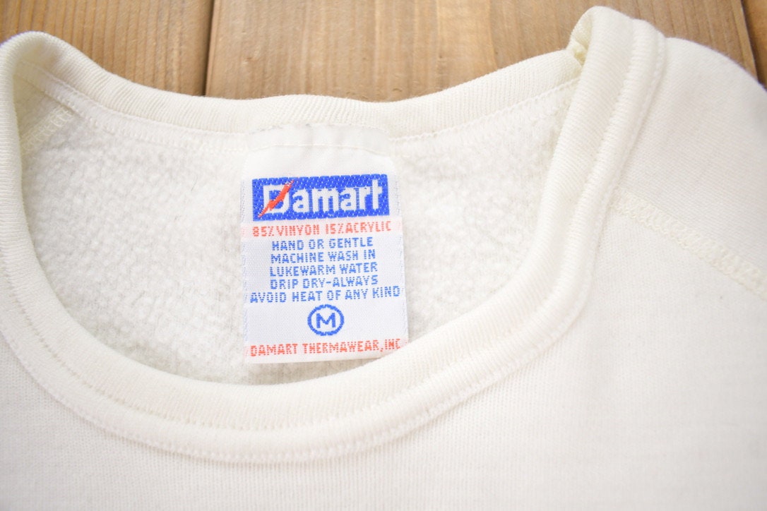 Vintage 1990s Damart Plain White Crewneck Sweatshirt / 90s Crewneck / Made In USA / Streetwear / All White