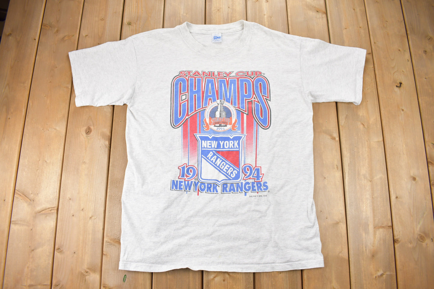 Vintage 1994 New York Rangers NHL Stanley Cup Champs Graphic T-Shirt / Made In USA / Single Stitch / 90s Streetwear / Sportswear