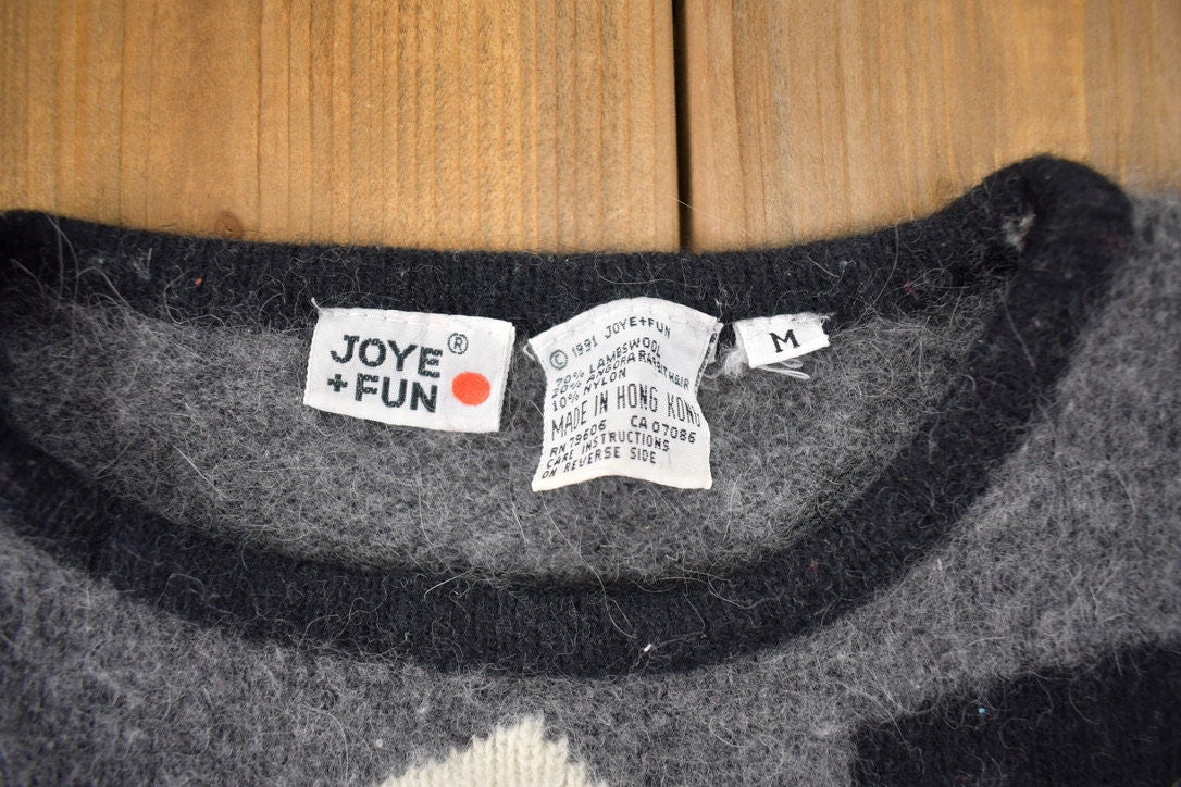 Vintage 1990s 100% Wool Joye Fun Knit Sweater / Vintage 90s Crewneck / Formal / Vintage Knit / Winter Sweatshirt / Abstract Design