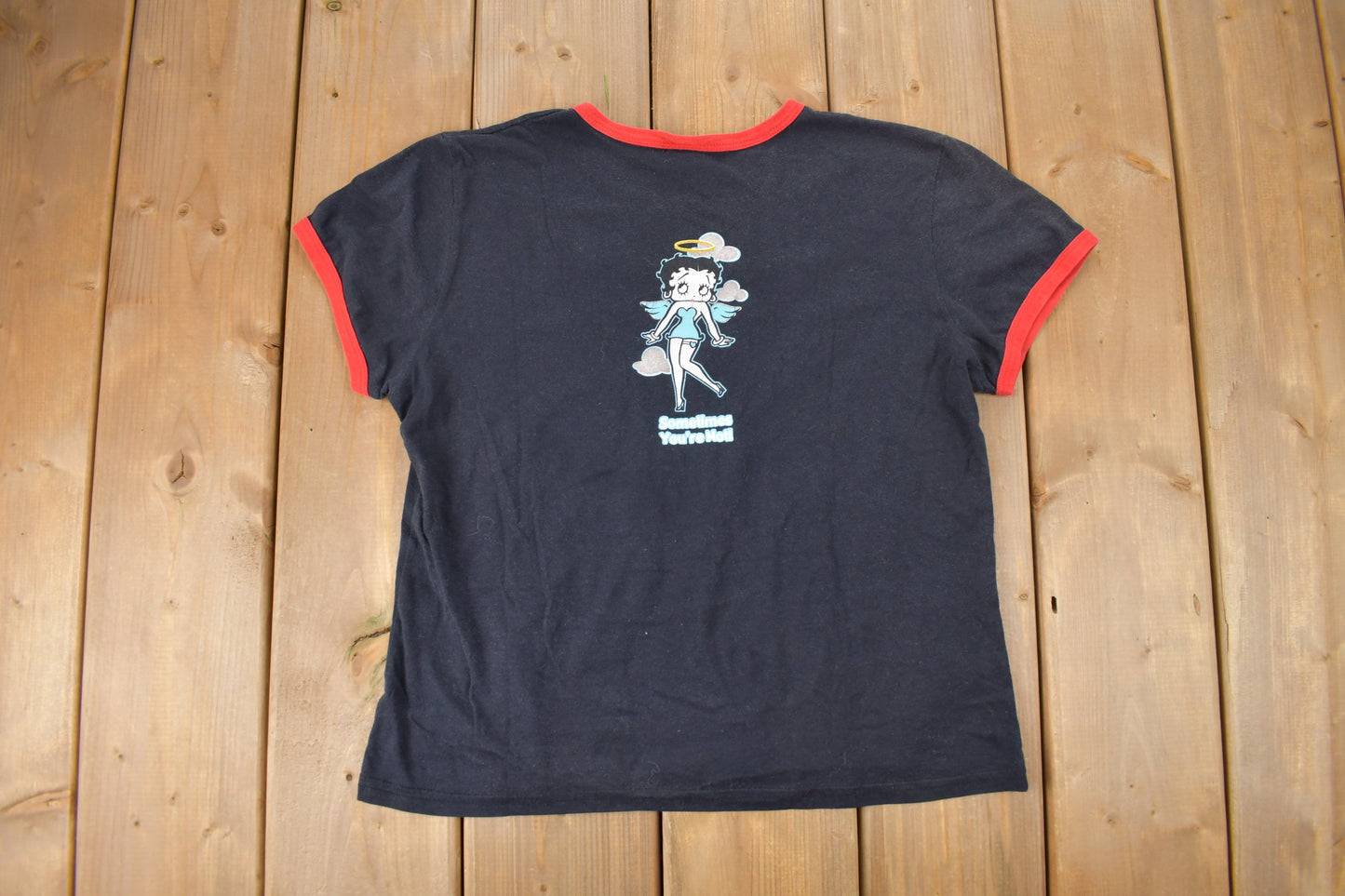 Vintage 2003 Betty Boop Angel & Devil Women's T-Shirt / Baby Tee / Made In Canada / Vintage Betty Boop / ringer