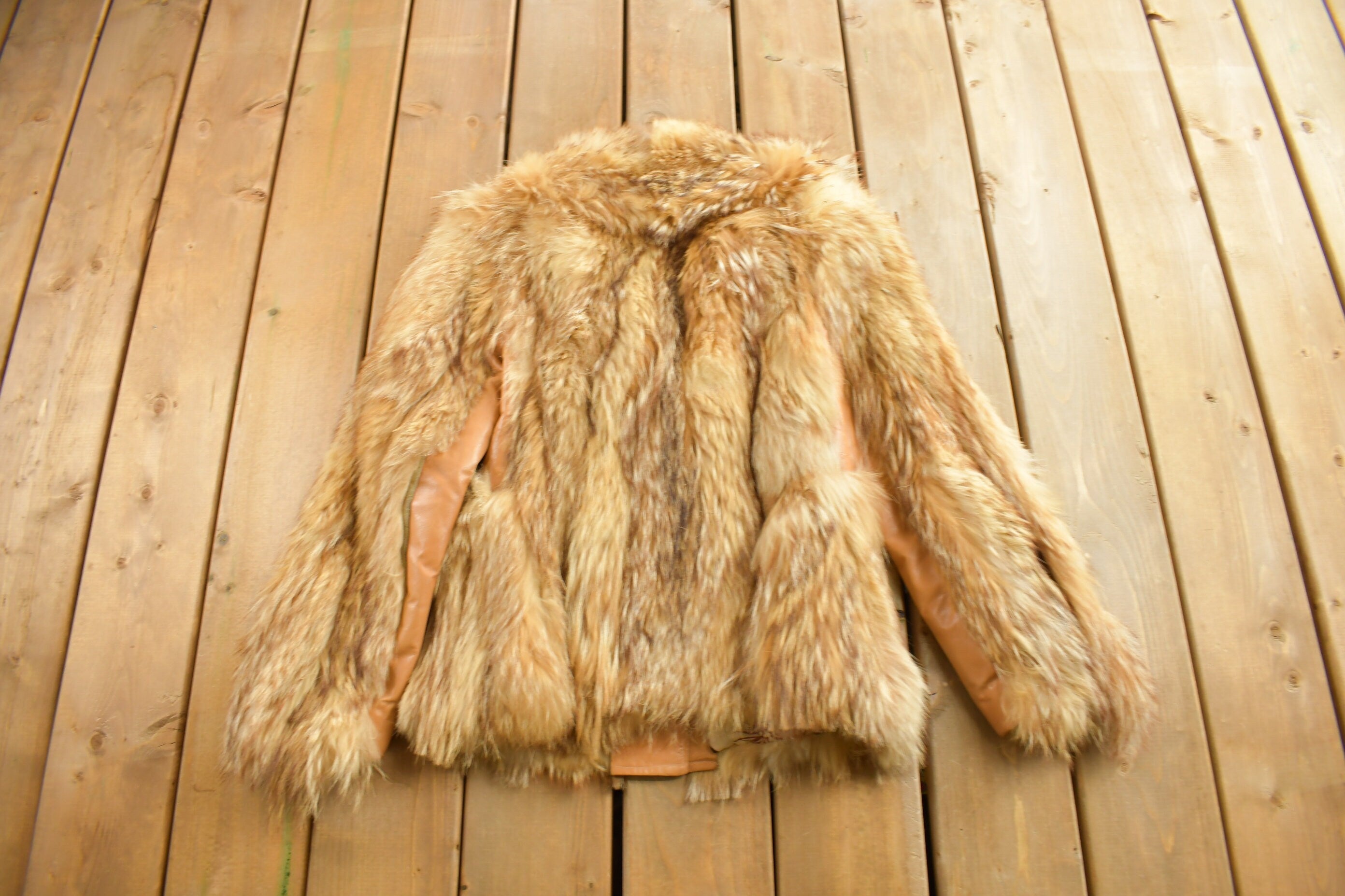 Vintage 1970s Coyote Fur & Leather Coat