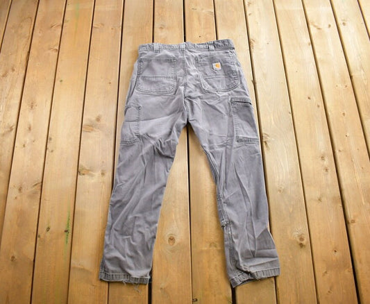 Vintage 1990s Carhartt Relaxed Fit Pants Size 33x30/ 90s Carpenter Pants / Grey Pants / Distressed Carhartt / Vintage Workwear