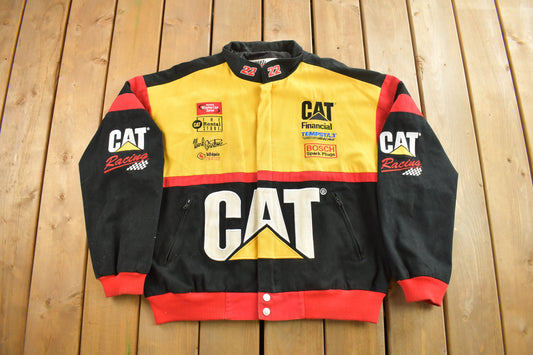 Vintage 1990s Ward Burton Nascar Racing Jacket / CAT Racing / Sportswear / Color Block Nascar Jacket