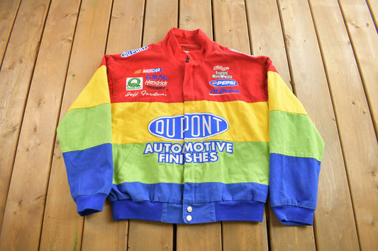 Vintage 1990s Jeff Gordon Dupont Nascar Racing Jacket / Sportswear / Vintage Racking Jacket / Patchwork / Embroidered / Chase Authentics