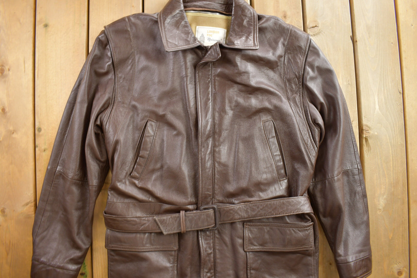 Vintage 1990s London Fog Leather Jacket / Fall Outerwear / Leather Coat / Brown Leather / Streetwear / Lined