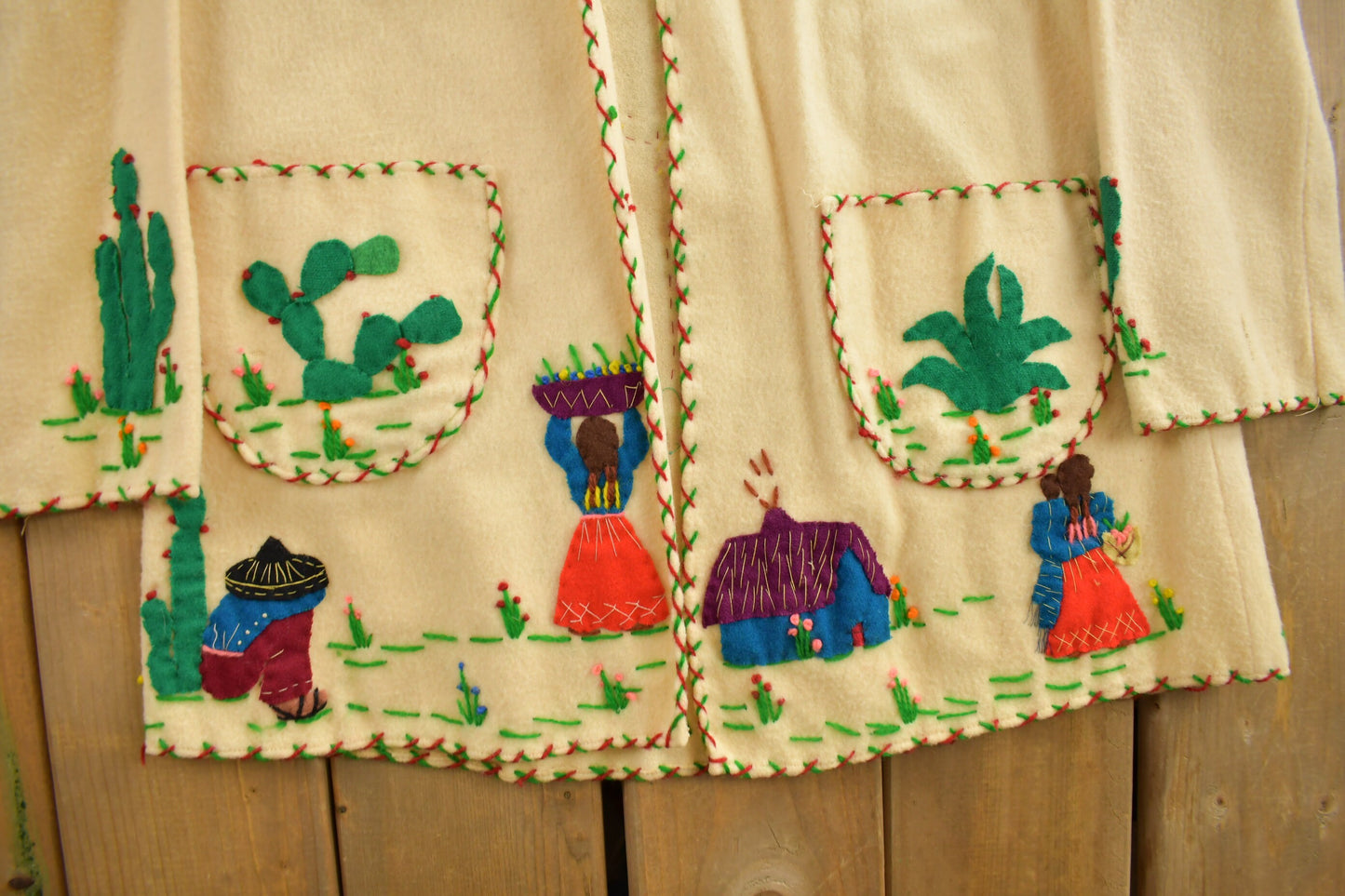 Vintage 1950s La Mexicana Mexican Embroidered Jacket / True Vintage / Souvenir / South Western / All Wool / Hand Embroidered