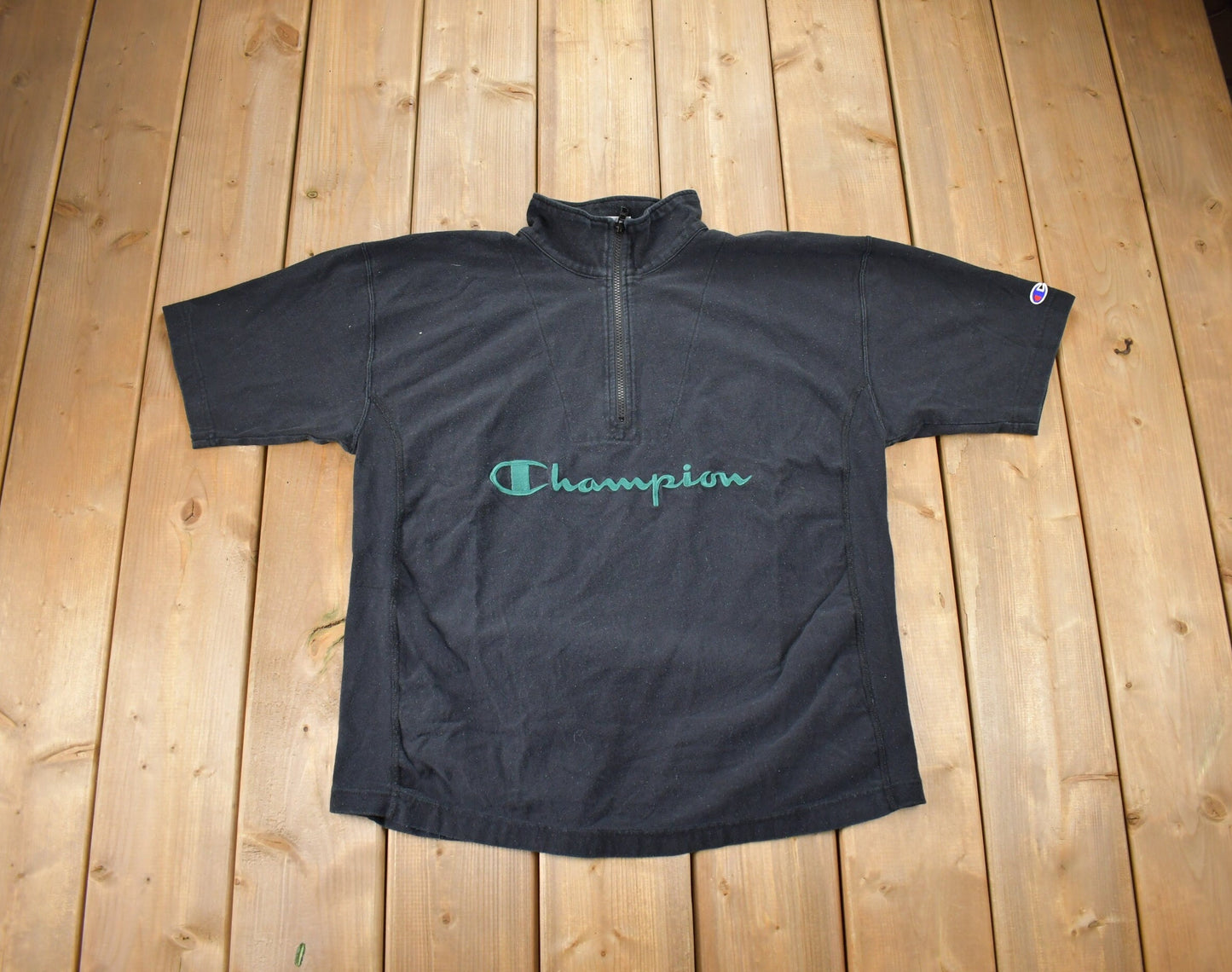 Vintage 1990s Champion Reverse Weave Quarter Zip T Shirt / Vintage Champion / Vintage Pullover / Streetwear / Athleisure Sportswear