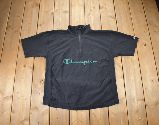 Vintage 1990s Champion Reverse Weave Quarter Zip T Shirt / Vintage Champion / Vintage Pullover / Streetwear / Athleisure Sportswear