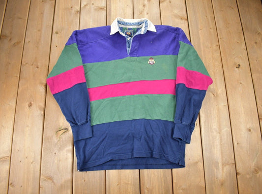Vintage 1990s Chaps Long Sleeve Polo Rugby Shirt / 90s Ralph Lauren Chaps / Embroidered Logo / Athleisure / Vintage Athleticwear