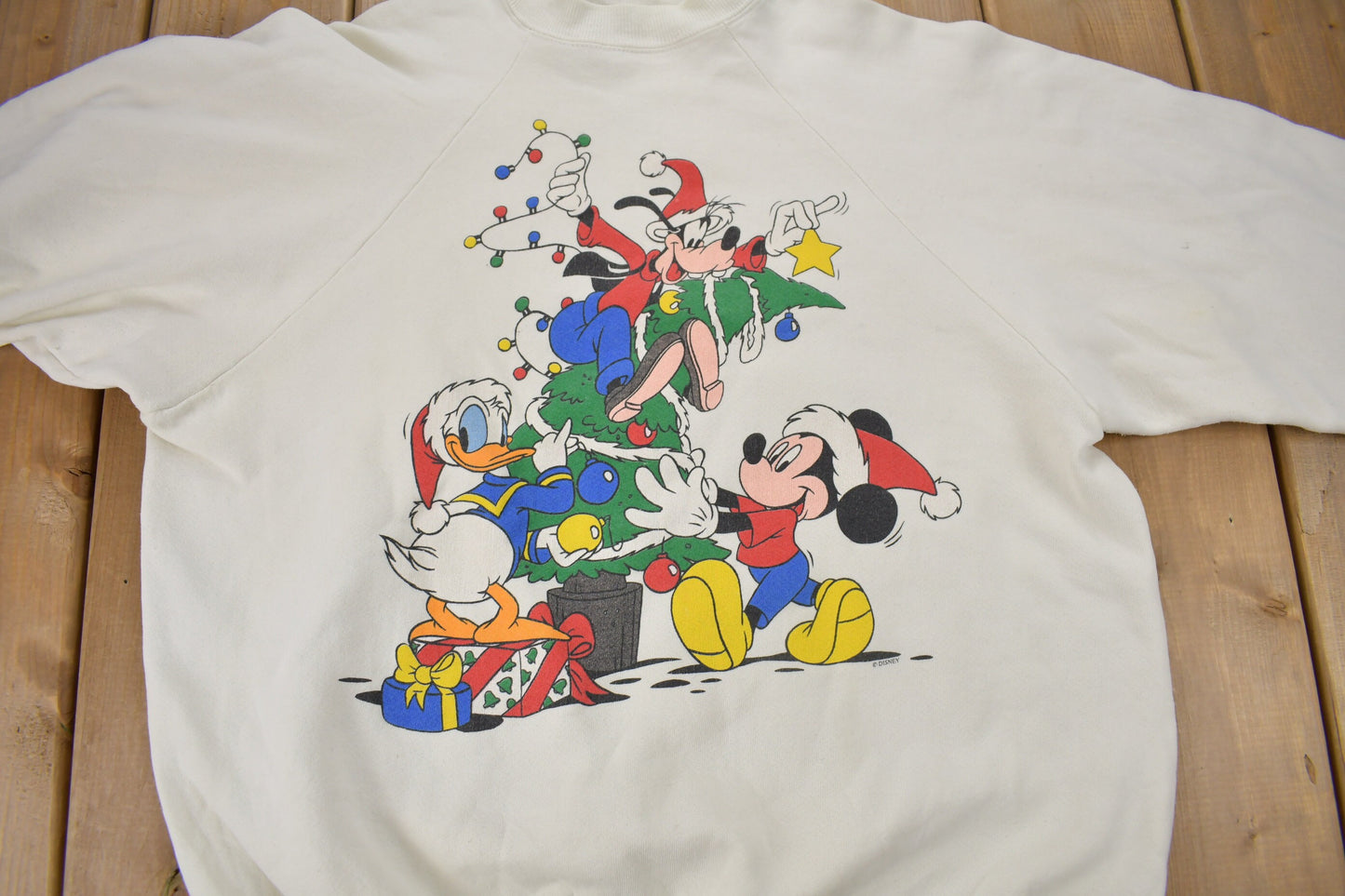 Vintage 1990s Disney's Mickey Mouse Christmas Sweater / 90s Holiday Crewneck / Winter Wear / MADE IN USA