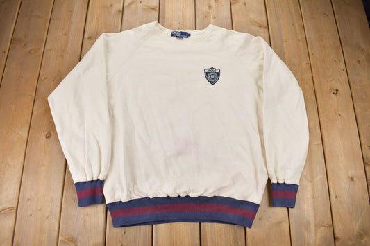 Vintage 1990s Polo Ralph Lauren Shield Patch Crewneck Sweatshirt / Vintage Polo / 80s Crewneck / Color Block / Vintage Ralph Lauren