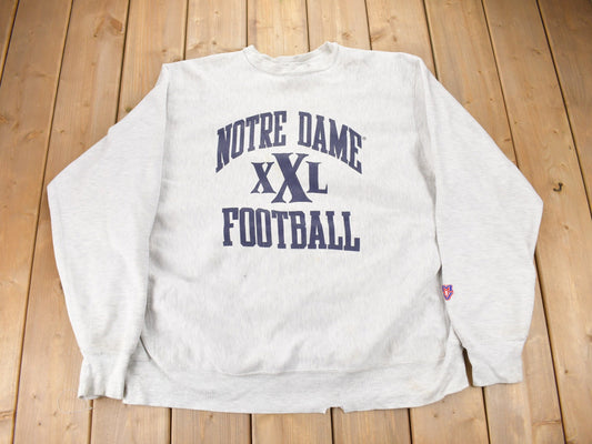 Vintage 1990s University Of Notre Dame Collegiate Crewneck / Pro Weave / NCAA Sweatshirt / Sportswear / Made In USA