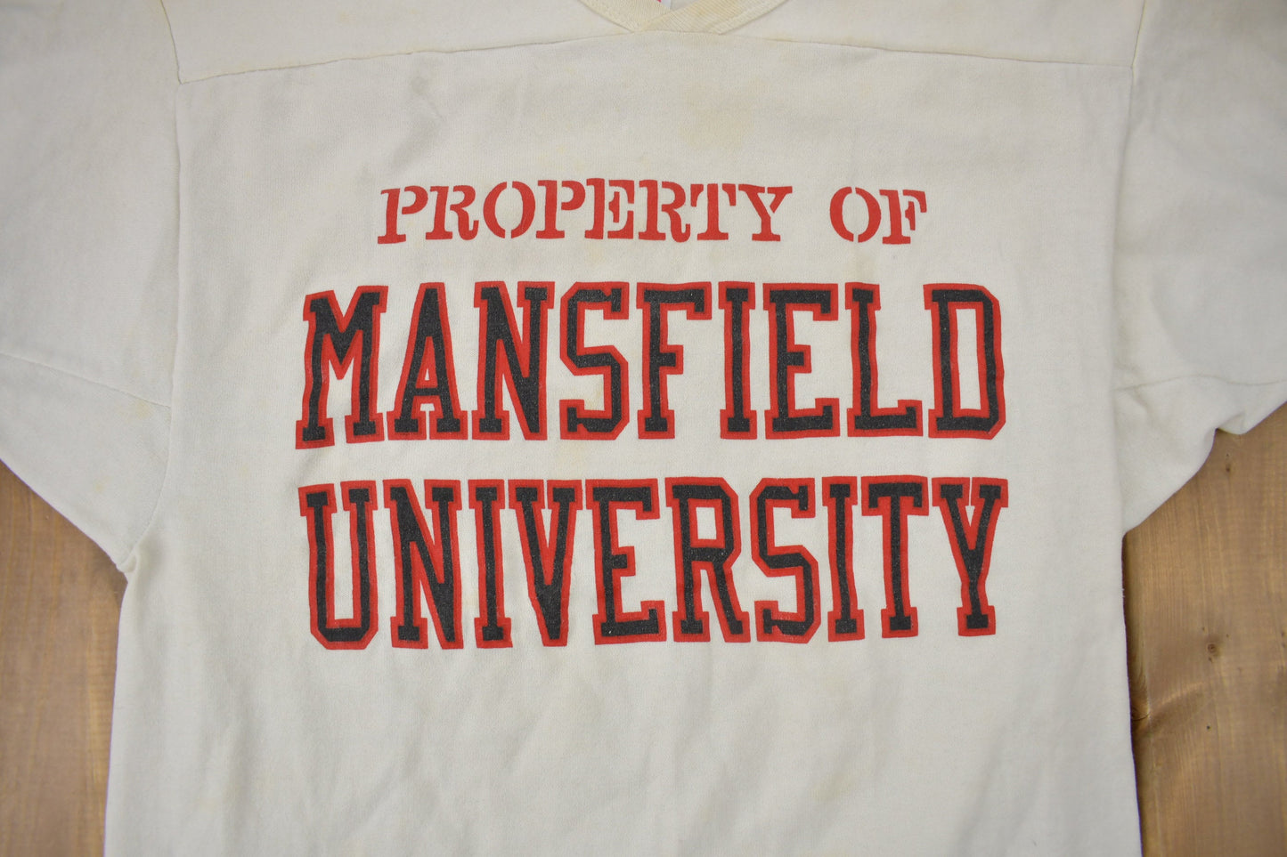 Vintage 1980s Mansfield University Football Jersey Sweater