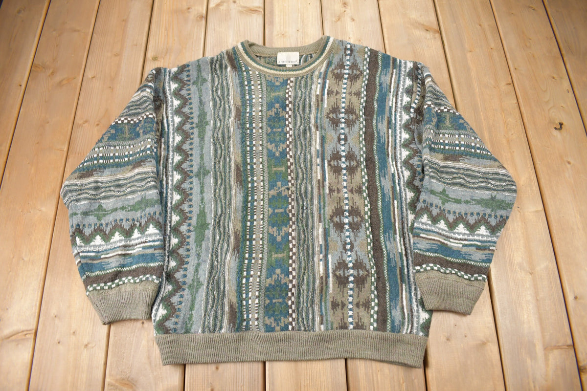 Vintage 1990s London Fog Coloured Cable Knit Crewneck Sweater Size XL