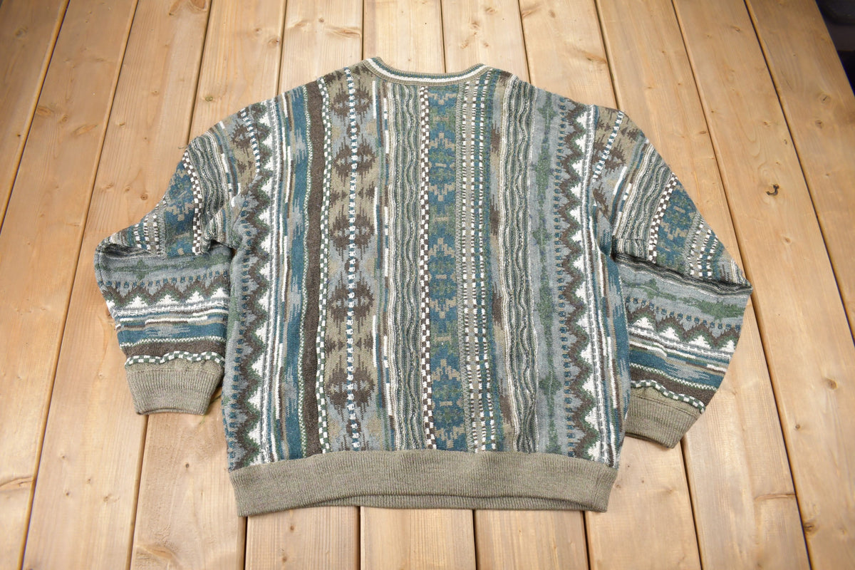Vintage 1990s London Fog Coloured Cable Knit Crewneck Sweater Size XL
