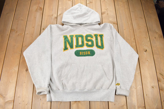 Vintage 1990s NDSU Bison Embroidered Hoodie / 90s Hoodie / Vintage Sweater / Heavy Weight