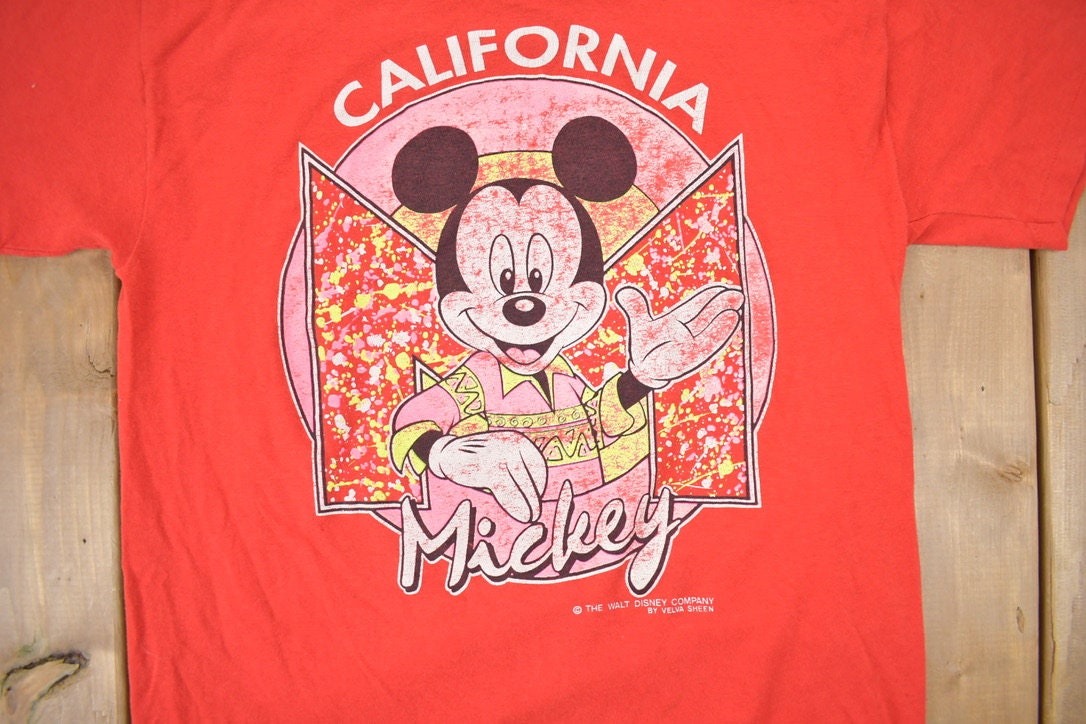 Vintage 1980s Mickey Mouse Disney California Cartoon Promo T-Shirt / 80s Graphic Tee / Vintage Mickey Mouse / Made In USA / 80s Mickey Tee