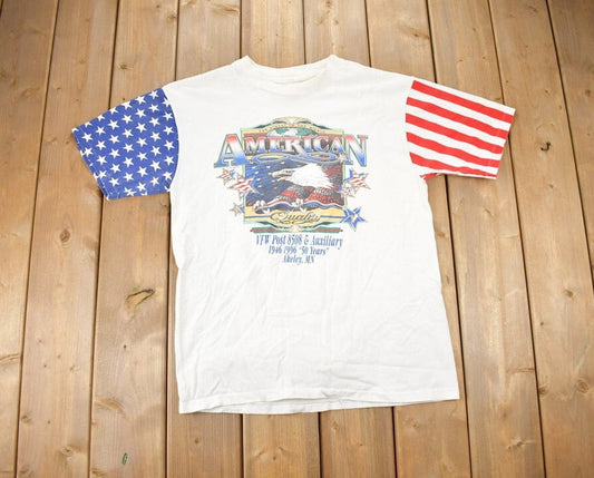 Vintage 1990s American Quality Patriotic T Shirt / Streetwear / Made In USA / Vacation Tee / Travel T Shirt / Tourist / L.A Sportswear