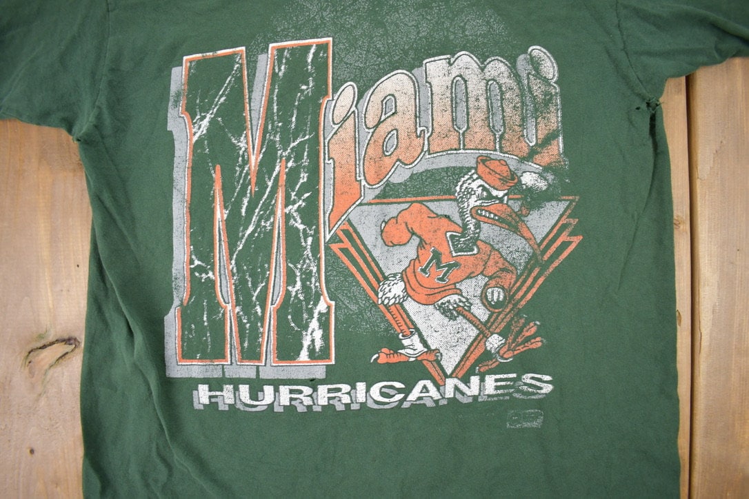 Vintage 1990s University Of Miami Hurricanes Collegiate T-Shirt / NCAA Tee / Americana / Sportswear / Miami / Fruit Of The Loom