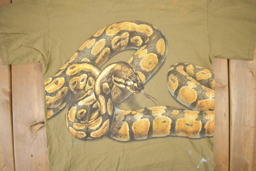 Vintage 1990s Habitat Boa Constrictor Theme Graphic T-Shirt / Single Stitch / Streetwear / Nature T Shirt /