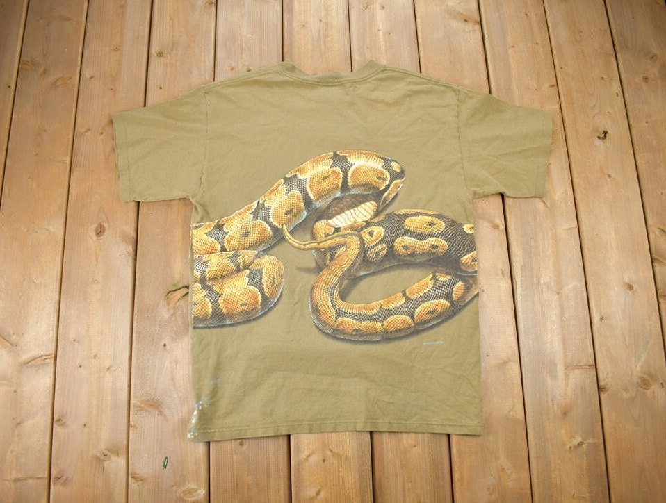 Vintage 1990s Habitat Boa Constrictor Theme Graphic T-Shirt / Single Stitch / Streetwear / Nature T Shirt /