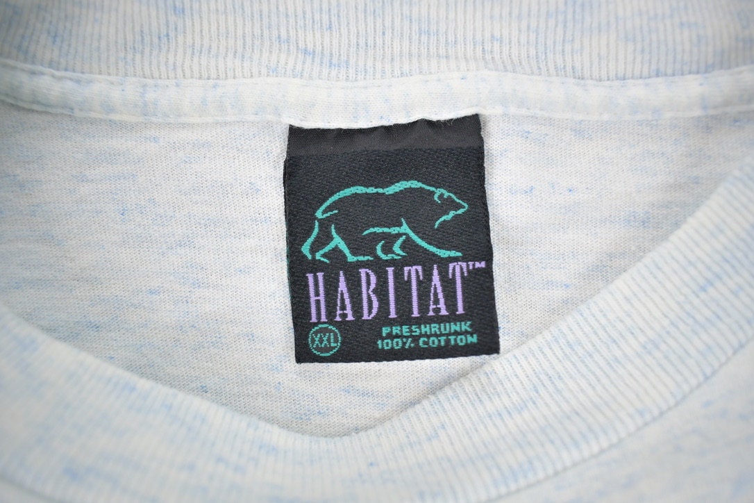 Vintage 1990s Habitat Polar Bear Cubs Graphic T-Shirt / Made In USA / Habitat / Streetwear / Nature T Shirt / Outdoorsman / Wilderness