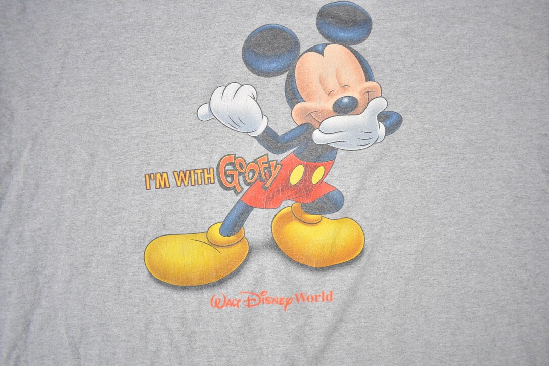 Vintage 1990s Disney I'm With Goofy Promo T-Shirt / 90s Graphic Tee / Vintage Mickey Mouse / Made In USA / 90s Disney Tee