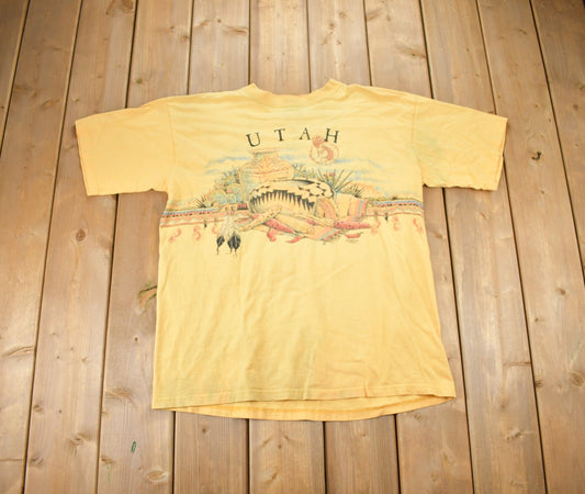 Vintage 1990s Utah Desert Souvenir T Shirt / Streetwear / Sansegal / Vacation Tee / Travel T Shirt / Tourist / Yellow Tee