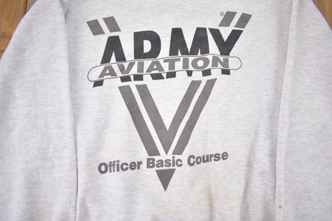 Vintage 1990s Army Aviation Course Crewneck Sweatshirt / 90s Crewneck / Souvenir Sweater / Streetwear / Lifesigns / Made In USA