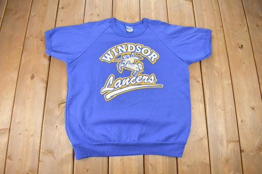 Vintage 1990s Windsor Lancers Short Sleeve Champion Sweatshirt / Vintage Champion / Made In Canada / Streetwear / Sportswear