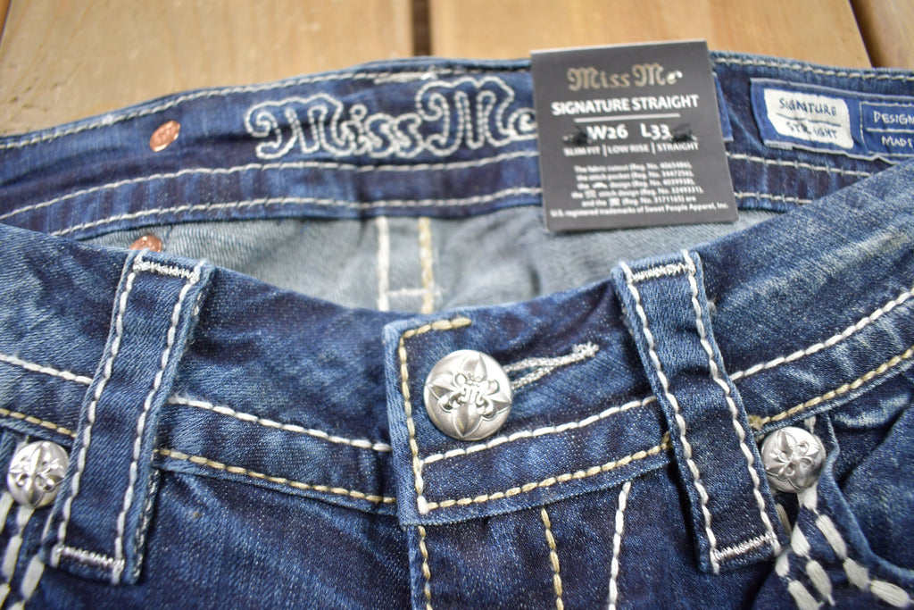 Vintage Y2K Miss Me Bedazzled Low Rise Jeans Size 26x33