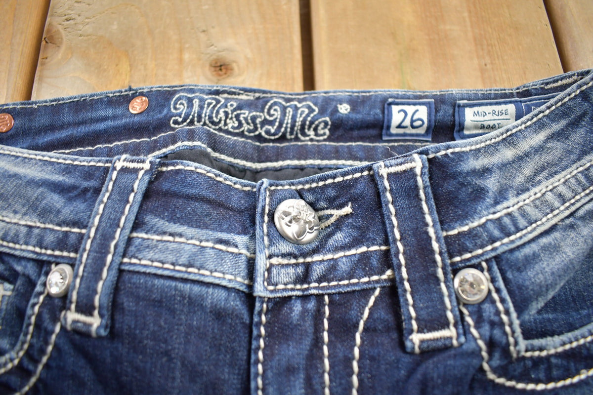 Vintage Y2K Miss Me Bedazzled Low Rise Jeans Size 26x34