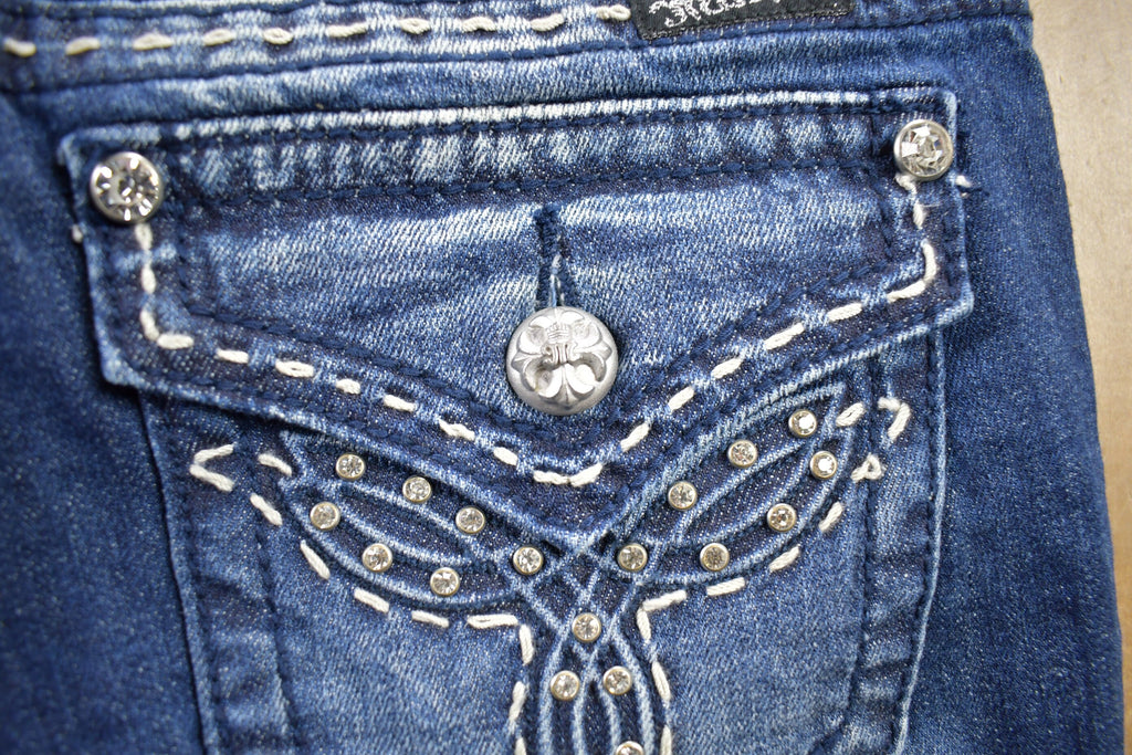 Vintage Y2K Miss Me Bedazzled Low Rise Jeans Size 26x33