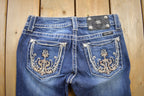 Vintage Y2K Miss Me Bedazzled Low Rise Jeans Size 26x34