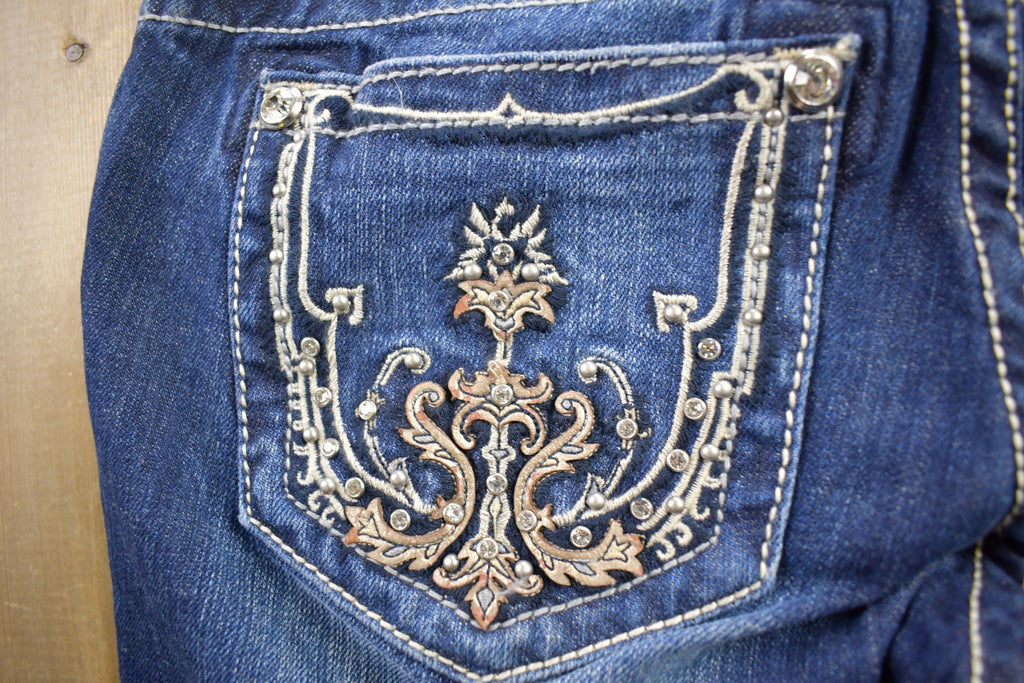 Vintage Y2K Miss Me Bedazzled Low Rise Jeans Size 26x34