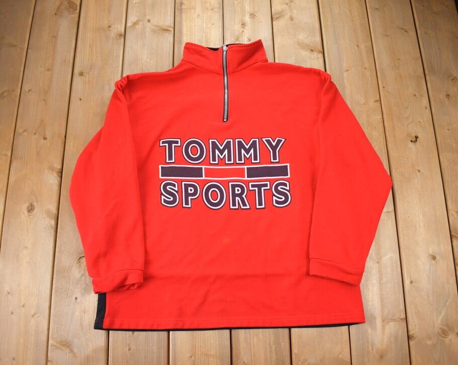 Vintage 1990s Tommy Sports Quarter Zip Fleece Sweater / Vintage Tommy / 90s Sweater / Streetwear / Athleisure / Hilfiger / Made In USA