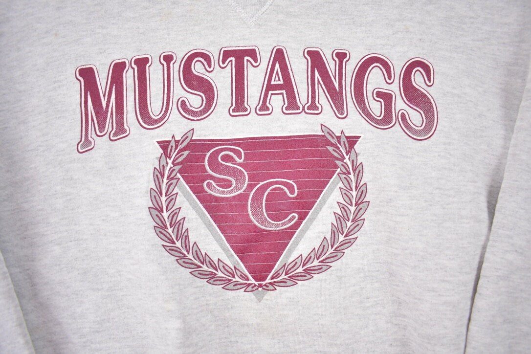 Vintage 1990s Russell SC Mustangs University Collegiate Crewneck / Embroidered / NCAA Sweatshirt / Sportswear / Americana