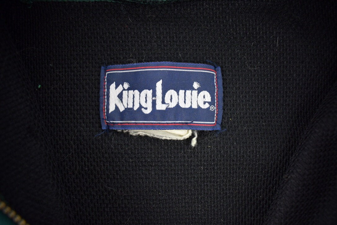 Vintage 1990s King Louie Full Zip Hoodie / 90s Hoodie / Vintage Sweater / Embroidered / Green Hoodie