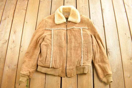 Vintage 1980s Reed Sportswear Shearling Bomber Jacket / Suede Jacket / Streetwear / Size M / Made In USA