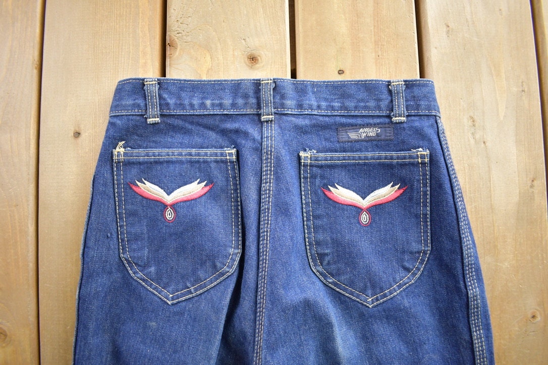 Vintage 1980s Angels Wing Denim Jeans Size 31x31 / Made in Canada / American Vintage / Retro Style / Streetwear / Vintage Pants