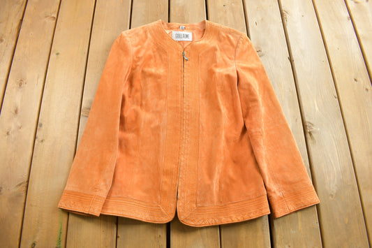 Vintage 1990s Guillaume Orange Suede Jacket / Leather Coat / Women's Suede Jacket / Size M