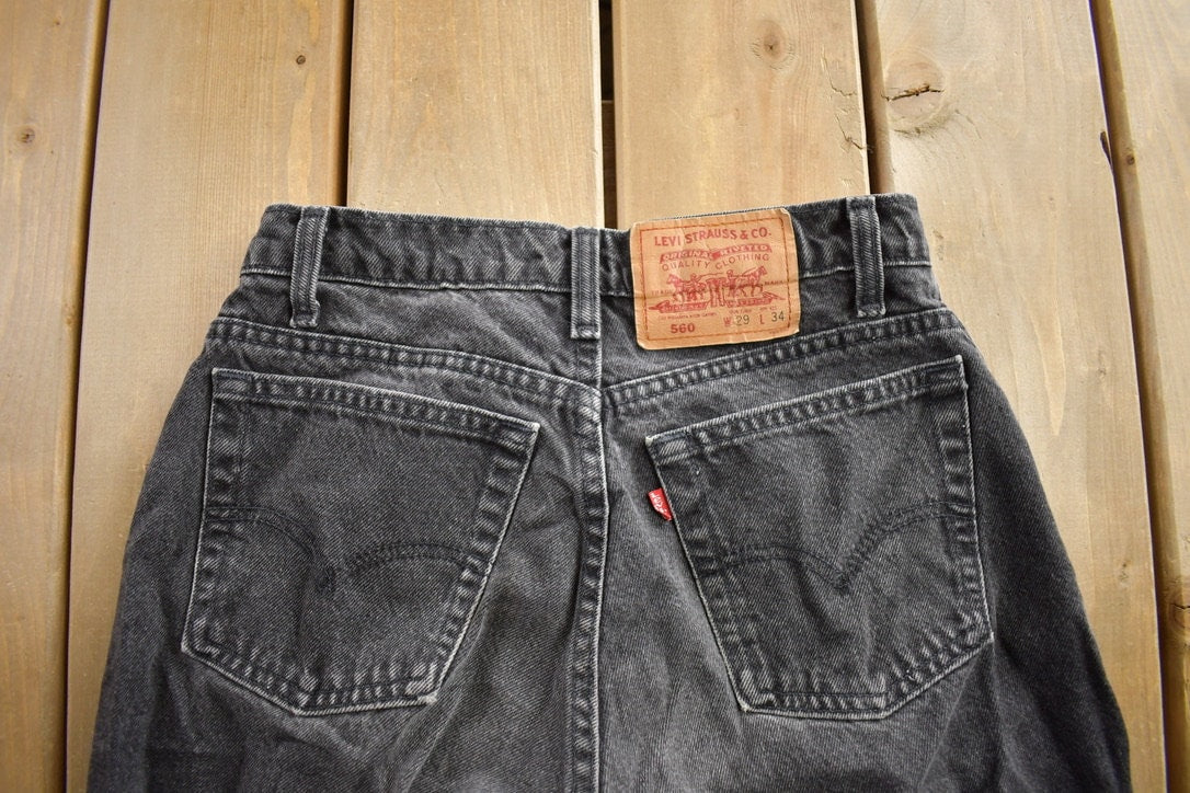 Vintage 1990s Levi's 560 Jeans Size 29x34 / Vintage Denim / Streetwear / Made In USA / Vintage Levi's / Red Tab / Black Jeans