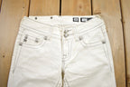 Vintage Y2K Miss Me White Bedazzled Low Rise Jeans Size 26x31