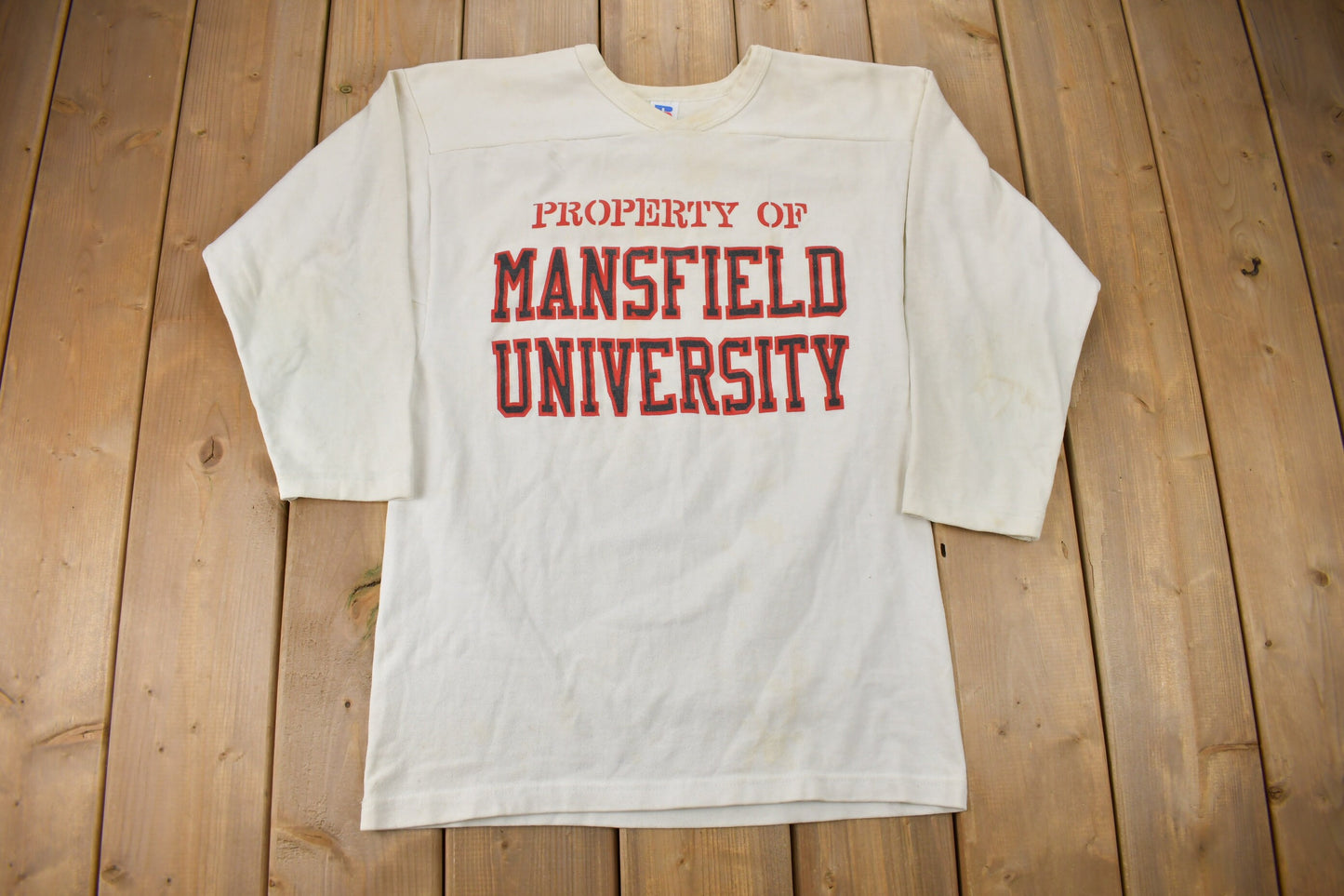 Vintage 1980s Mansfield University Football Jersey Sweater