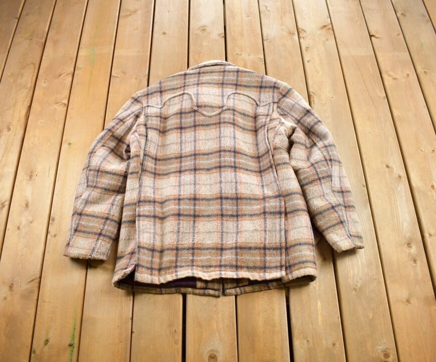Vintage 1970s Diamond Sk Brand Wool Plaid Jacket