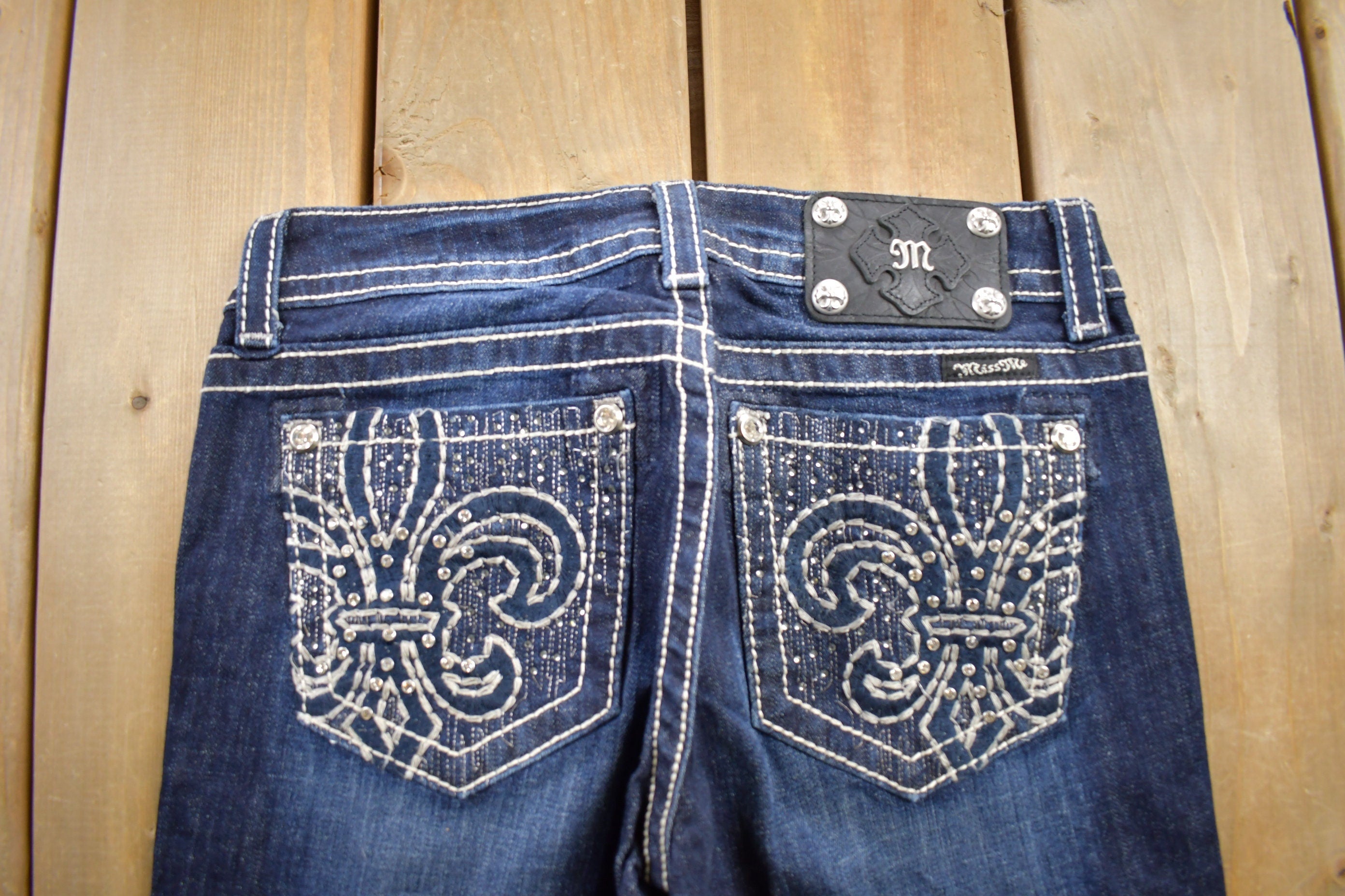 Vintage Y2K Miss Me Bedazzled Low Rise Jeans Size 26x34